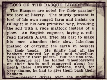 New York Times (1899) euskaldunei buruz: "Askatasunaren maitasun kartsuagatik dira ezagunak"
