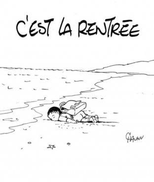 aylan motxilarekin - - Charlie Hebdo aldizkarikoak