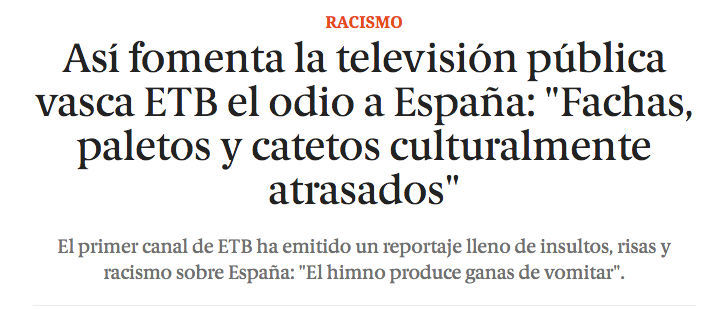 Espainiarrak minduta "fatxa" eta "txoni" estereotipoak ETB1en agertu direlako