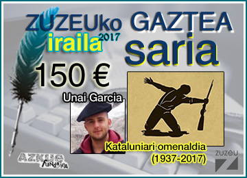 Unai Garciak irabazi du iraileko Zuzeu GAZTEA Saria