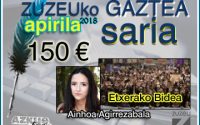 Ainhoa Agirrezabalak irabazi du apirileko Zuzeu Gaztea Saria