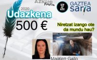 Maialen Gallok eskuratu du udazkeneko Zuzeu Gaztea Saria