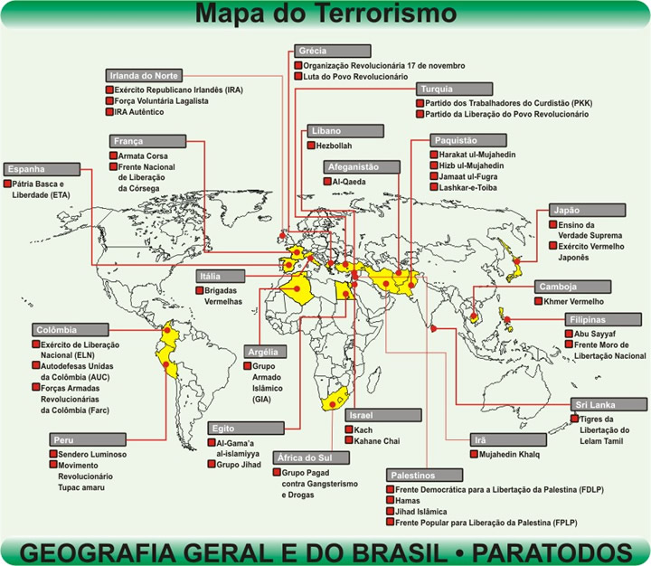 Munduko "terrorismoaren" mapa